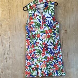 Tommy Bahama Coral and Blue Polo Collar Sundress